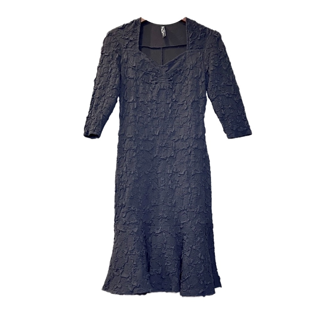 Elana Kattan Square Neck Peplum Midi Dress